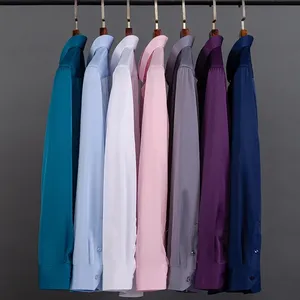 Camicie classiche a maniche lunghe da <span class=keywords><strong>uomo</strong></span> Slim Fit camicia formale elastica abiti da ufficio - Product Image 4