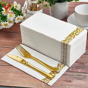 Handuk kertas tangan emas serbet Airlaid sekali pakai untuk pernikahan pesta Baby Shower dapur kamar mandi makan malam menara dekoratif