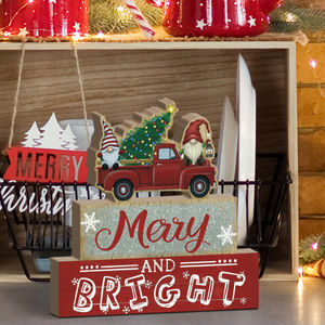 <strong>Desk</strong> <strong>Wooden</strong> Crafts Plaque Xmas Stand Holiday Tabletop Ornaments Merry Christmas Party Decoration - Product Image 1