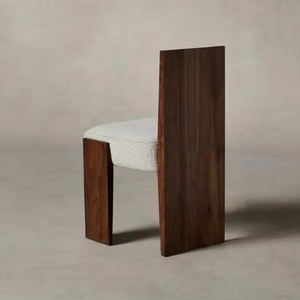 Bắc Âu đơn giản kem phong cách nhung cừu rắn gỗ Ghế ăn được sử dụng trong nhà hàng phòng khách sạn - Product Image 4