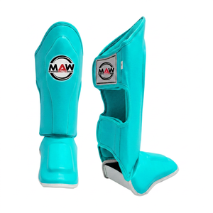 Protège-tibias en cuir PU vert MAW, légers, avec fermeture auto-agrippante, pour adultes, protection sportive pour les jambes - Product Image 4