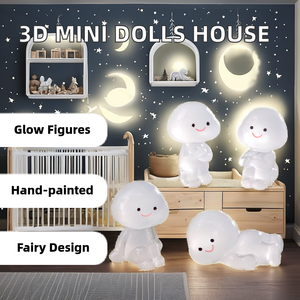 Kleine Harz statuen Leuchtende 3D-Puppenhaus Miniatur-Figuren Kleine Menschen Spielzeug Wachsende Figuren für Valentinstag Baby - Product Image 2
