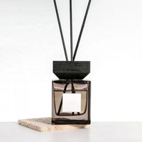 En stock – Flacons diffuseurs carrés en verre transparent de 100 ml avec surface givrée, pour parfums et bâtonnets en rotin