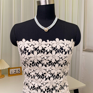 Tecnologia avançada Bom Preço Branco Tecido <span class=keywords><strong>Lace</strong></span> Algodão Guipure Personalizado Solúvel Em Água Bordado Tecido De Renda para Vestido Por Atacado - Product Image 6