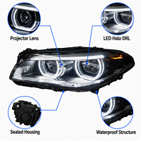 Nouvel ensemble de phares LED 6000K BK pour BMW Série 5 F10 2011-2017 avec feux de jour Angel Eyes améliorés