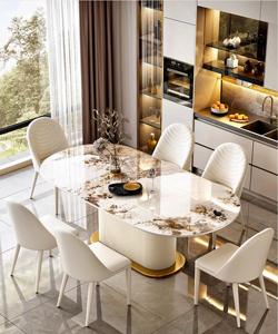 Table à Manger Ovale en Marbre Style Nordique pour Hôtels et Restaurants - Product Image 4