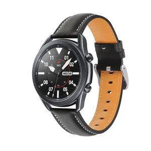 สายนาฬิกาหนังแท้20มม. 22มม.,สายนาฬิกาหนังแท้สำหรับ Samsung Galaxy Watch 3สำหรับ Galaxy Watch3โลโก้แบบกำหนดเอง