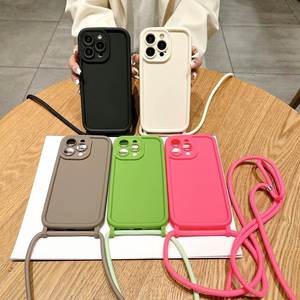 Funda Protectora para Teléfono con Cordón, Estilo Moderno, Color Caramelo, TPU Suave, Antigolpes, para 15 Pro Max 14 <span class=keywords><strong>13</strong></span> Pro 12 11 Pro XS XR - Product Image 1