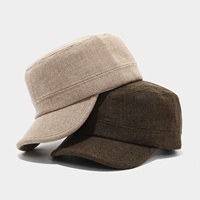 Casquette de baseball unisexe à dessus plat de couleur unie pour l'automne et l'hiver, style décontracté rétro, casquette de cadet