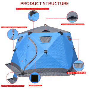 Tente de pêche sur glace en coton, cubique à double porte, épaisse, de luxe en hexagone, Oxford 210D, pour 6 à 8 personnes, hiver - Product Image 2