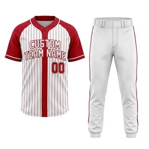 Ensemble d'uniformes de baseball personnalisés pour hommes – Maillot et pantalon en polyester noir et blanc, design entièrement boutonné, respirant, pour équipes adultes - Product Image 1