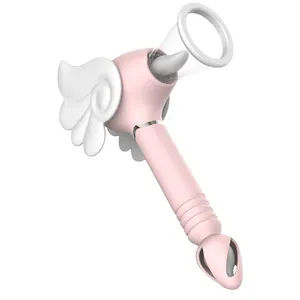 4 in 1 vagina vagina stimulasi klitoris wanita masturbasi Vibrator teleskopik lidah ajaib snorkeling g-spot Vibrator untuk wanita