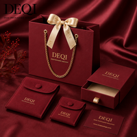 Caja de Embalaje de Joyería de Lujo Personalizada DEQI, Caja de Papel con Cajón para Joyería, Bolsa para Joyas y Bolsas de Embalaje, Juego de Embalaje para Joyería