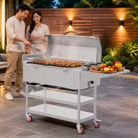 Grill brésilien électrique rotatif en acier inoxydable pour l'extérieur, rôtissoire commerciale, barbecue Churrasco, grand grill Gaucho à vendre