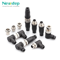 Connecteur M12 à angle droit étanche IP67, fiche d'assemblage sur site à 5 broches de type A, corps en ABS ignifuge pour capteur industriel