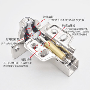 Charnières hydrauliques en acier inoxydable 304 avec noyau en cuivre pour portes d'armoires - Product Image 1