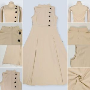 S10993 vestidos <span class=keywords><strong>de</strong></span> verano <span class=keywords><strong>de</strong></span> moda para <span class=keywords><strong>mujer</strong></span>, vestido informal elegante <span class=keywords><strong>de</strong></span> cintura alta con cuello levantado sin mangas para oficina para <span class=keywords><strong>mujer</strong></span> con botón - Product Image 2