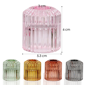 Ribbed Glass <strong>Candle</strong> <strong>Holder</strong> 2-in-1 Tea Light <strong>Candle</strong> <strong>Holder</strong> With Different Colors Customization - Product Image 2