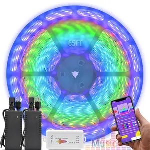 65.6FT100W 20M Smart App Kontrol Lampu LED RGB Strip Kit DC24V Multi Warna Mengejar LED Flexible Strip Lampu Suasana Lampu