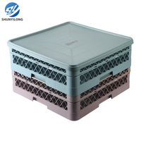 Support à Verres à Vin de Haute Qualité, Durable, Non Pliable, à Compartiments, en PP, 50x50cm, Panier à Couverts et Aliments Compatible Lave-Vaisselle