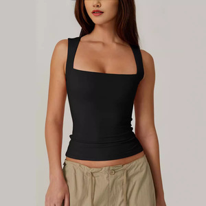 Wholesale Women Tank <b>Top</b> Square Neck Slim Fit Summer Casual <b>Top</b> Private Label Custom - Product Image 4