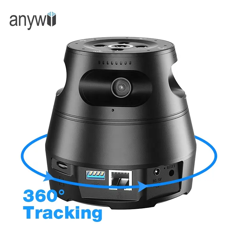 Anywii السيارات الوجه chacking كاميرا 360 مع ai كاميرا 4k إطار تتبع كاميرا فيديو للمؤتمرات