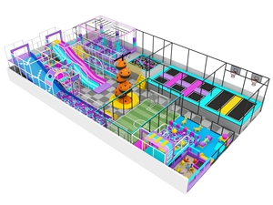 Aire <span class=keywords><strong>de</strong></span> jeux intérieure commerciale pour enfants : trampoline, parcours ninja, toboggans, piscine à balles, tour d'escalade, bac à sable, zone sportive - Product Image 5