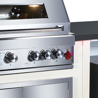 Kabinet Dapur Luar Ruangan dengan Panggangan BBQ Gas Terintegrasi, Rangka Aluminium Tahan Panas dan Tahan Air, Kaki yang Dapat Disesuaikan, dan Perangkat Pengaman Api