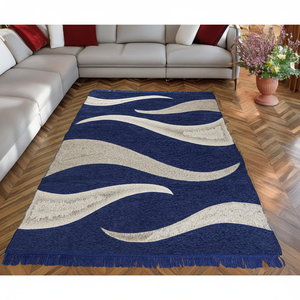 Alfombra de chenilla geométrica de diseño, Alfombra de 5x7 pies para uso en el suelo, sala de estar, dormitorio y salón, estilo doméstico, tamaño 150x210 cm - Product Image 1