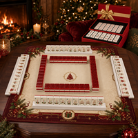 Jeu de Mahjong Américain à Sable Liquide Rouge de Noël, Jeu de Tuiles Liquides en Sable pour Cadeau de Fêtes en Intérieur
