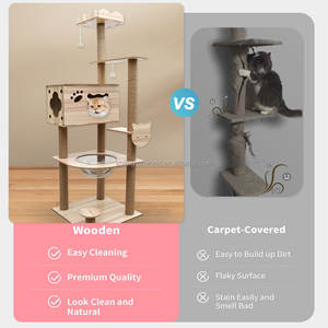 Arbre à chat multifonction pas cher, grand arbre à chat en bois avec plateforme multi-niveaux - Product Image 5