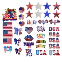 Patch à sequins de haute qualité en gros, thermocollant, grand patch à sequins USA du 4 juillet avec nœud pour vêtements et sacs