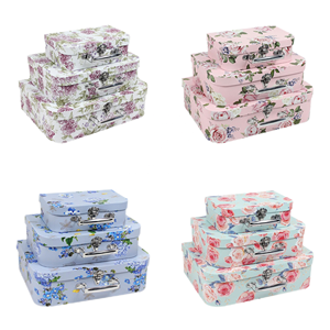 Ensemble <span class=keywords><strong>de</strong></span> 3 boîtes à fleurs en carton avec poignée, vente en gros, boîte cadeau en carton avec fleurs imprimées - Product Image 1