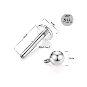 <b>Titanium</b> Alloy Ball <b>Stud</b> Earrings 1.2x6mm 1.2x8mm 1.2x10mm For Ear Nose Lip Piercing Jewelry - Product Image 2