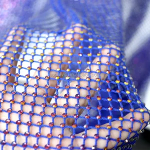 N001 Sexy Blauwe Bruiloft Strass Stof Mesh Imitatie Sprankelende Glitter Crystal Mesh Stof