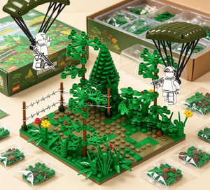 Ensemble de blocs de construction militaires en ABS, mini-soldat parachutiste, scène de <span class=keywords><strong>bataille</strong></span> en forêt, briques de jeu pour enfants, cadeau - Product Image 2