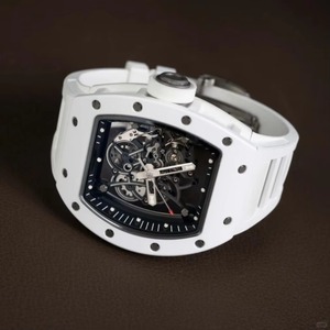 Reloj Deportivo Mecánico con Forma de Tonneau, Caja Blanca Resistente a los Arañazos, Movimiento Totalmente Esqueletizado, Reloj de Lujo Discreto para Hombre - Product Image 1