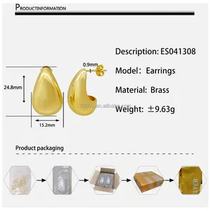 Messing mit 18K Goldplattierung CC-Hoop-Ohrring Messing glatte klobige hohle Hoop-Ohrringe