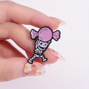 Halloween Mini Emaille Pin Einzigartige Candy Monster Skelett Brosche Revers Abzeichen Metall Handwerk für Rucksack Hut Kleidung-Mini MOQ - Product Image 1