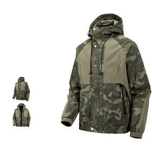 Mens <b>Camo</b> Hooded <b>Windbreaker</b> Jacket Lightweight Polyester Zipper Casual Color-Block Winter Casual Coat - Product Image 2