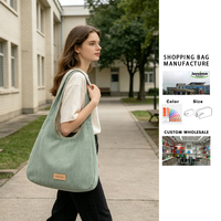 Sac de shopping personnalisé en velours côtelé doux, grande capacité, pour les voyages en plein air, la plage, les courses, sac fourre-tout portable et robuste