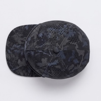 Casquette Snapback à Visière Plate Camouflage Pin Noir Gris avec Patch PVC Imperméable et Corde, 5 Panneaux, Perforations Laser Respirantes, Gorras Hommes Femmes