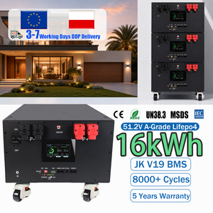 Sistema de Almacenamiento de Energía Doméstico con Batería LiFePO4 Apilable de 48V 51.2V 314Ah 16kWh, con Ruedas Móviles y Calefacción, BMS JK V19, Envío DDP desde Almacén en Polonia - Product Image 1
