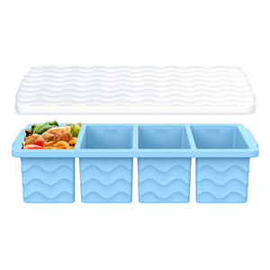 4 cup 500ml lớn Silicone Ice Cube khay Ice Cream Maker Silicone thực phẩm tủ đông khay Ice Cube khay với nắp - Product Image 1