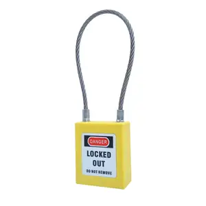 QVAND 90mm Safety Padlock Lockout Steel Cable Shackle Nylon Body Red Keyed Differ LOTO Locks