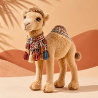 Peluche personnalisée : Chameau ethnique avec écharpe tissée, pendentif réaliste pour la décoration intérieure et souvenir de voyage