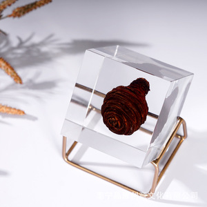 Cube en acrylique avec fleur séchée 6cm, décoration réelle intégrée pour la maison, cadeau - Product Image 3