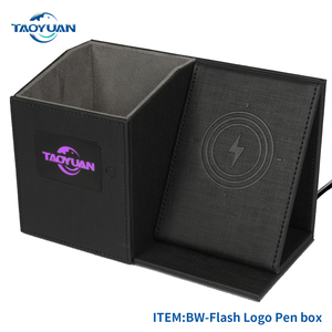 Porte-stylo en cuir le plus récent de 2020, boîte de charge sans fil avec port USB MICR, <span class=keywords><strong>organisateur</strong></span> de <span class=keywords><strong>papeterie</strong></span> de bureau écologique - Product Image 3