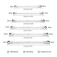 Jeu de clés à molette à double extrémité en acier au chrome-vanadium Disen, 6 pièces, extra longues, 8-19 mm, métriques, à cliquet, 80 lb-ft, OEM