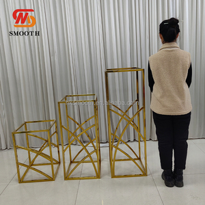 SMOOTH Gold <b>Square</b> Metal Plinths Wedding Flower Stand Party Dessert Table Centerpieces for Party Events Decoration - Product Image 4